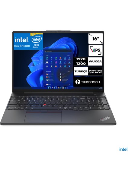 Thinkpad E16 Intel Core I5-13420H 16 GB 2 Tb SSD Windows 11 Pro UHD Graphics 16" Wuxga Taşınabilir Bilgisayar 21JN00JUTXCB3