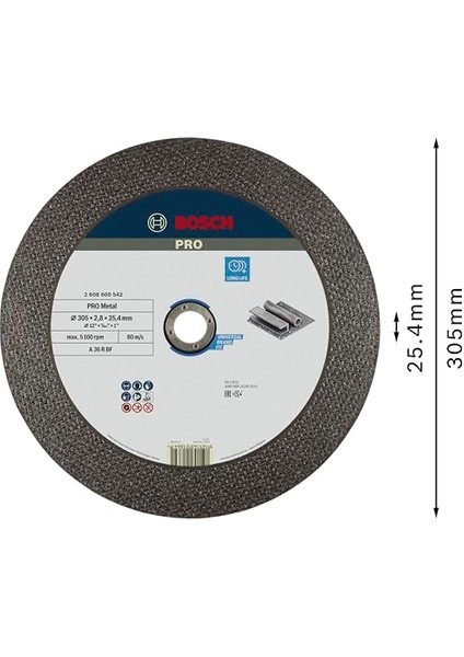 Accessories Bosch Professional 1 x Kesme Diski, Düz Uzman, Metal Için (Metal, Çelik, A 36 R Bf, Çap 300 Mm, 2,8 Mm, Açılı Taşlama Makinesi Aksesuarı) modelleri