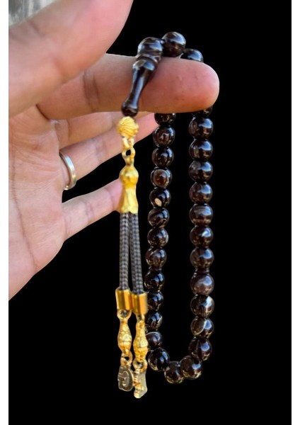 Sertifikalı Usta Işçilikli Kahverengi Ateş Kehribar Tesbih Kişiye Özel Ahşap Kutulu Harfli fiyatları