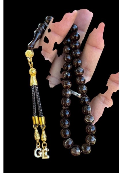 Sertifikalı Usta Işçilikli Kahverengi Ateş Kehribar Tesbih Kişiye Özel Ahşap Kutulu Harfli modelleri