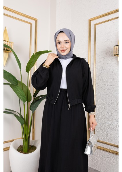 Kadın Çilek Kumaş Fermuarlı Siyah Ikili Takım fırsatları