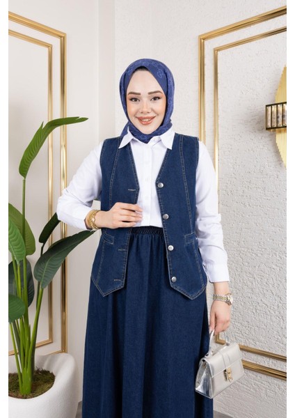Kadın Kot Yelek-Etek 2'li Takım fiyatları