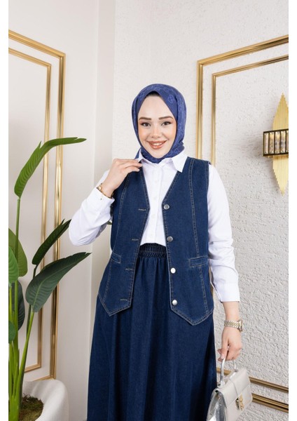 Kadın Kot Yelek-Etek 2'li Takım fırsatları
