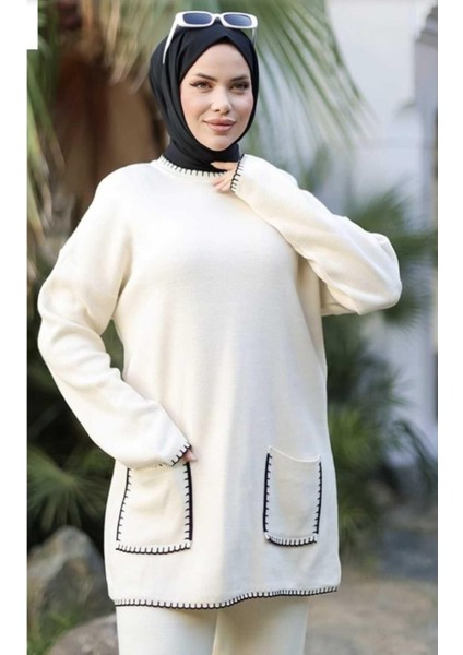 Kadın Cep Detaylı Triko Takım modelleri