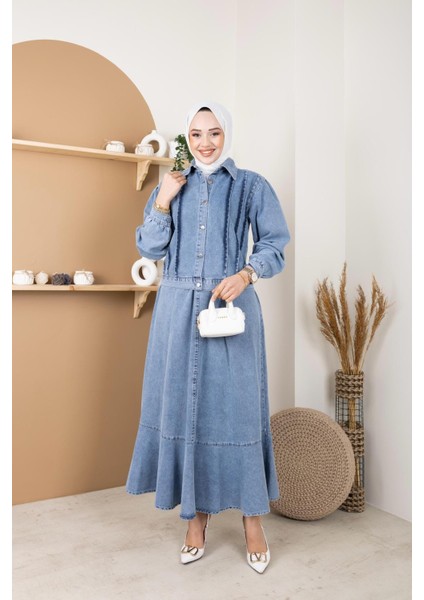 Kadın 2li Kot Takım Ceket ve Beli Lastikli Valonlu Etek modelleri