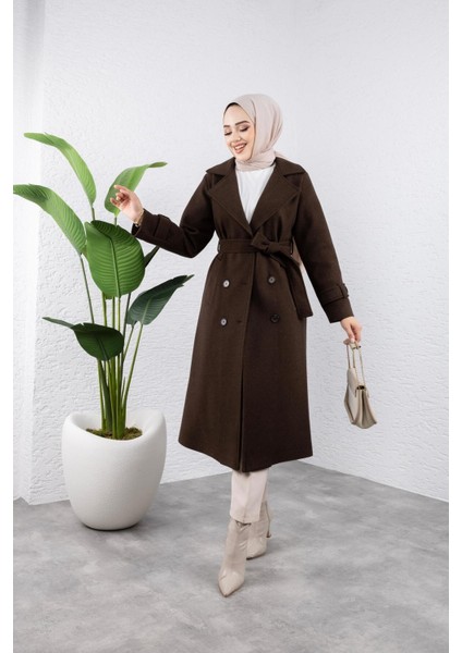 Kadın Kuşaklı Kaşe Kaban modelleri