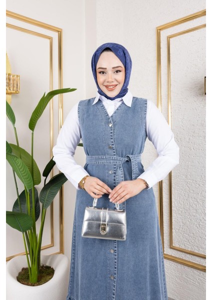 Kadın Düğmeli Kuşaklı Kot Jile fiyatları