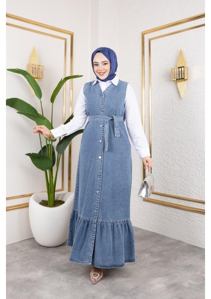 Kadın Düğmeli Kuşaklı Kot Jile modelleri
