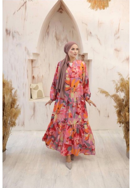 Kadın Etnik Desenli Modal Kumaş Tesettür Elbise fiyatları