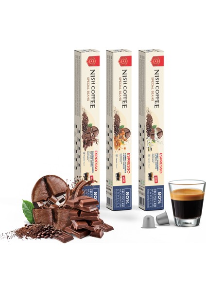 Aromalı Kapsül Kahve 3'lü Set (Karamel-Vanilya-Çikolata) - 30 Adet indirimleri