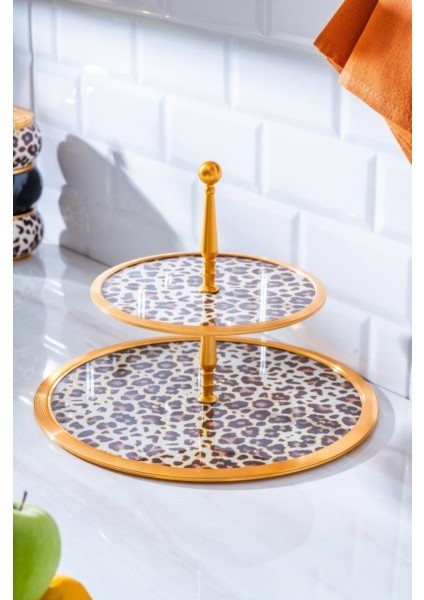 Ortigia 2 Katlı Cam Sunum Tepsisi – 30 cm & 20 cm | Zarif ve Fonksiyonel Tasarım