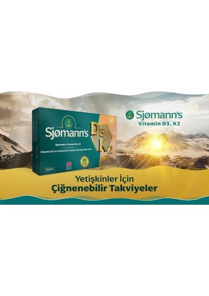 Sjomann's D3K2 Çiğnenebilir Jel 30 Tablet 2 Adet fiyatları