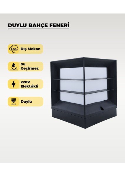 E27 Duylu Bahçe Feneri – IP65 Su Geçirmez – 220V Dış Mekan Aydınlatma