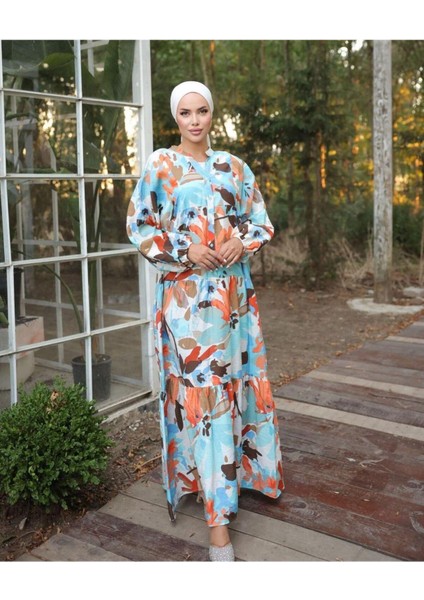 Kadın Etnik Desenli Modal Kumaş Tesettür Elbise