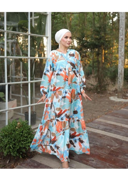 Kadın Etnik Desenli Modal Kumaş Tesettür Elbise fiyatları