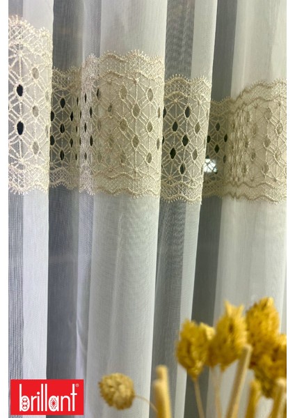 Gold Armür 1/2,5 Normal Pileli Ütü Istemez Kırışmaz 3 Sıra Işlemeli Armürlü Tül Perde