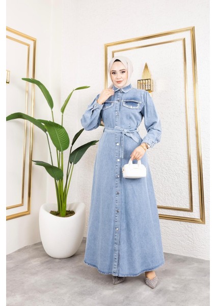 Kadın Cep Detaylı Denim Kot Elbise fiyatları