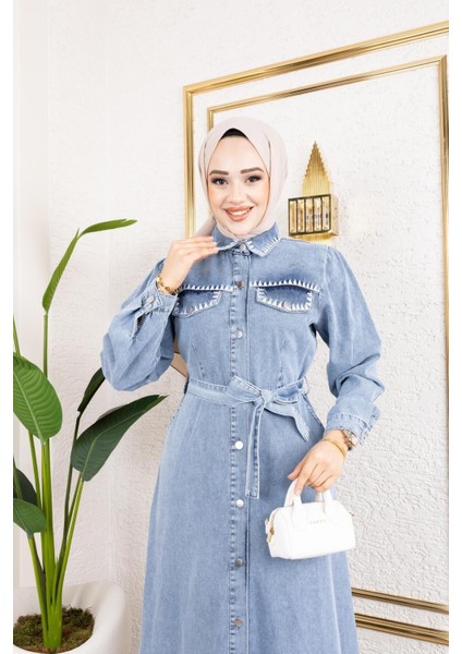 Kadın Cep Detaylı Denim Kot Elbise fırsatları