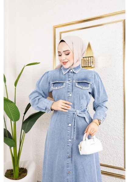 Kadın Cep Detaylı Denim Kot Elbise indirimleri