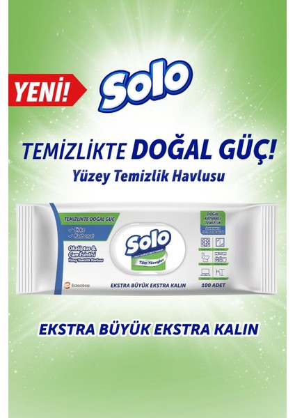 Solo Yüzey Temizleyici Havlu Okaliptus Cam Esintisi 100'LÜ 4 Adet indirimleri