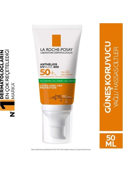 La Roche Posay Anthelios Anti Shine Dry Touch Finish Mattifing Effect Gel Cream SPF50+ 50 ml