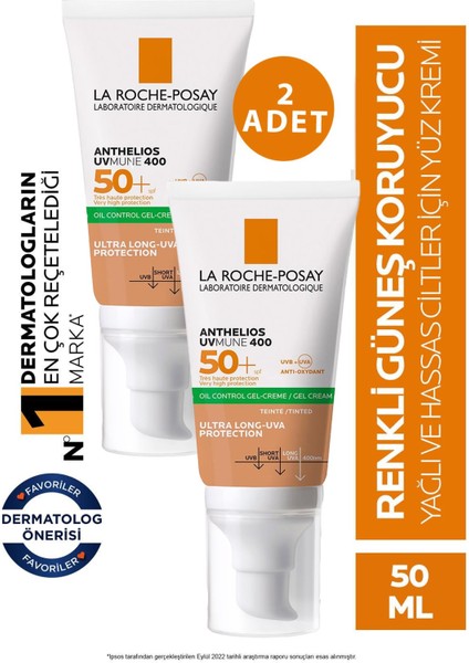 Asfstore La Roche Posay Anthelios Xl Renkli Güneş Jel Kremi SPF50+ 50 ml 2 Adet