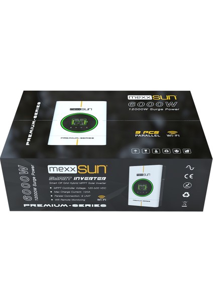 48 V Volt 6000 W Watt 6 Kw Mppt Tam Sınus Akıllı Hibrit Dahili Wifi Inverter 220 Volt Çevirici Invertör