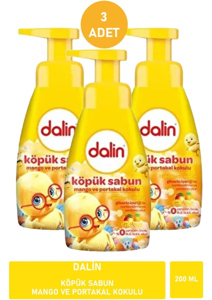 Asfstore Dalin Köpük Sabun Mango ve Portakal Kokulu 200 ml x 3 Adet
