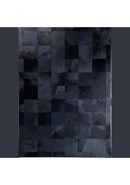 %100 Doğal Dana Derisi Kaymaz Taban Premium Patchwork Halı - Siyah modelleri