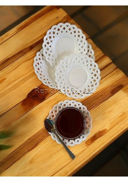 Çay Tabağı 6 Lı Çay Tabağı, Melamin Çay Tabağı, Porselen Görünümlü Şık Desenli Sağlam Plastik Altlık
