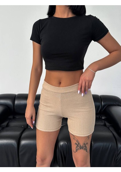 Full Likralı Kaşkorse Mini Şort
