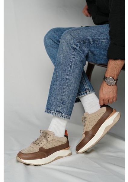 Crash Model Hakiki Deri Kombinasyon Sneaker Ayakkabı