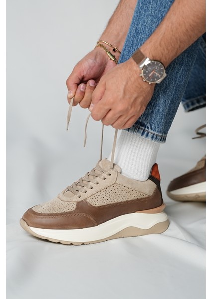 Crash Model Hakiki Deri Kombinasyon Sneaker Ayakkabı