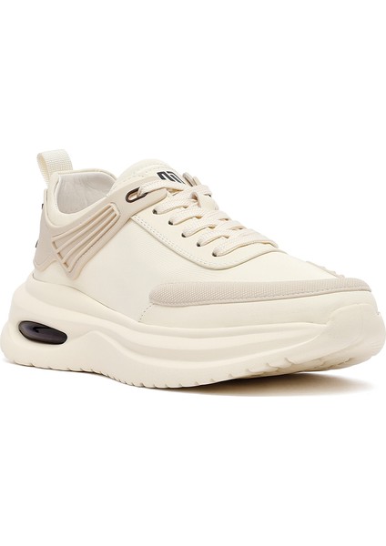 Erkek Bej Bağcıklı Kalın Tabanlı Kumaş Sneaker 25SFD69226F