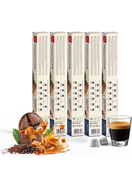 Karamel Aromalı Kapsül Kahve 5'li Set - 50 Adet fırsatları