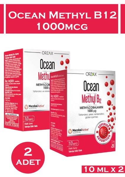 Asfstore Ocean Methyl B12 Sprey 1000 Mg 10 ml 2 Adet