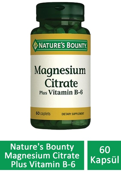 Nature's Bounty Magnesium Citrate Plus Vitamin B-6 60 Tablet