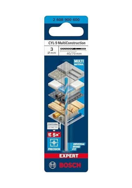 Professional 1x Expert Cyl-9 Multiconstruction Delme Uçları (Beton, Yumuşak Döşemeler, Çelik, Yumuşak Ahşap, Plastik, Ø 3,00X70 Mm, Aksesuar Darbeli Matkap/vidalama) fiyatları