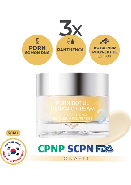 3x Pdrn Botul Ceramic Cream Somon Dna Lifting Etkili Doku Onarıcı Krem Kore 50ML