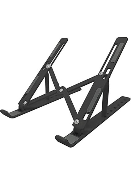 Yükseklik Ayarlı Katlanabilir Laptop Tablet Standı Laptop Ayarlayıcı Stand 7 Kademeli (Siyah)
