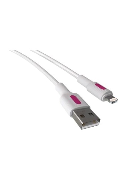 Coral iPhone Uyumlu USB A-Lightning Şarj Kablosu, Beyaz Kablo, Fuşya/beyaz Uçlar (120 Cm) fiyatları
