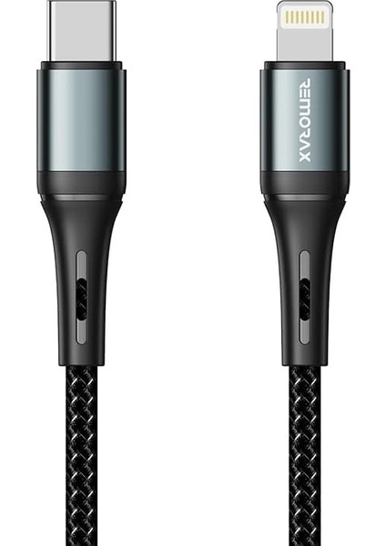 Örgülü iPhone Uyumlu Type C-Lightning Pd Hızlı Şarj Kablosu, Siyah (100 Cm)