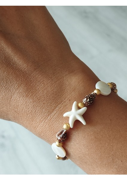 Deniz Yıldızı, Midye Kabuğu, Boncuk Detaylı Yaz Tatili Kadın Bileklik fiyatları
