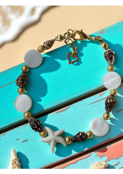 Deniz Yıldızı, Midye Kabuğu, Boncuk Detaylı Yaz Tatili Kadın Bileklik fırsatları