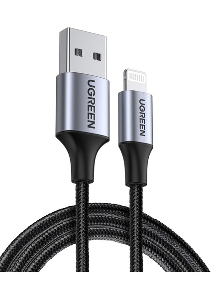 Mfi Lisanslı Usb-A & Lightning Örgülü Data ve Şarj Kablosu, 2 Metre, Siyah, 60158