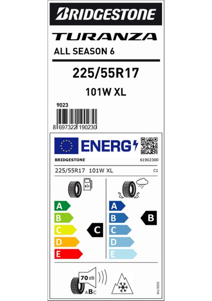 225/55 R17 101W Turanza All Season 6 Oto 4 Mevsim Lastiği (Üretim Yılı:2025) fiyatları