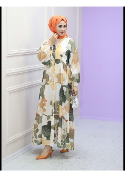 Kadın Etnik Desenli Modal Kumaş Tesettür Elbise fiyatları