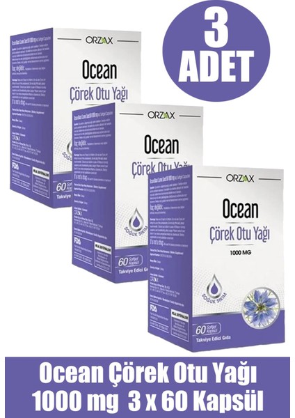 Ocean Çörek Otu Yağı 1000 Mg 60 Kapsül 3 Adet