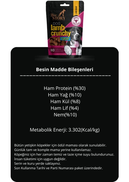 Dog Lamb Crunchy 3X80GR. Kuzu Etli, Köpek Ödül Maması fırsatları