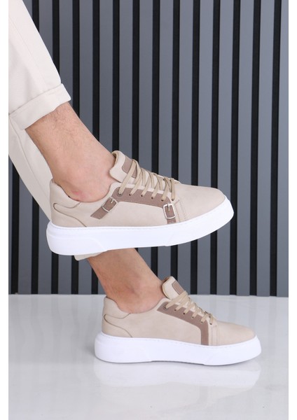 Bej Madrid Erkek Casual Spor Ayakkabı Çift Tokalı Ortopedik Tabanlı fiyatları